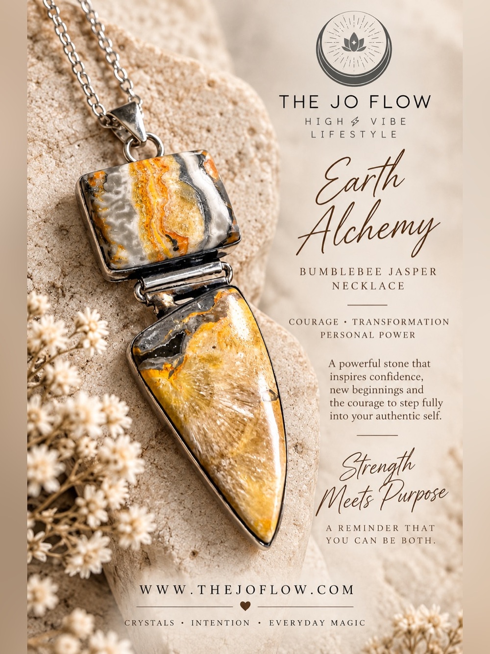 925 EARTH ALCHEMY Double Bumble Bee Jasper Pendant Necklace